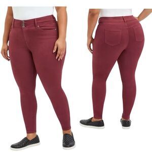 TORRID Jegging Skinny Jeans Women 14R High Rise Super Soft Denim Burgundy Maroon